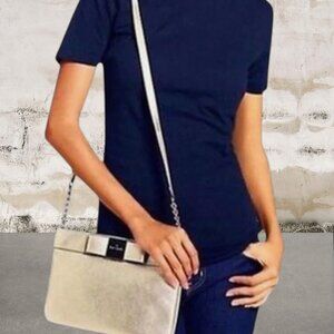 Kate Spade Primrose Hill Leather Crossbody Shoulder Bow Bag Gold